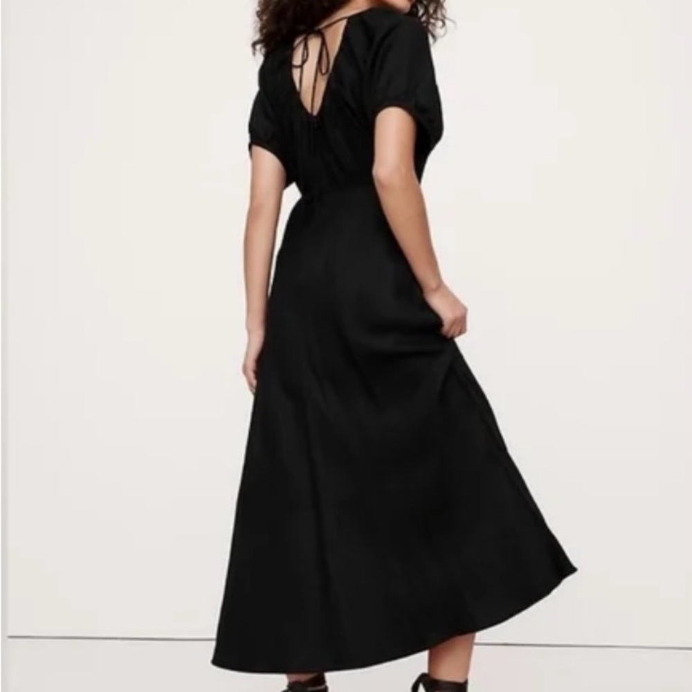 Banana Republic Black Linen Blend Midi Dress Size 8 New with Tags - Picture 3 of 12
